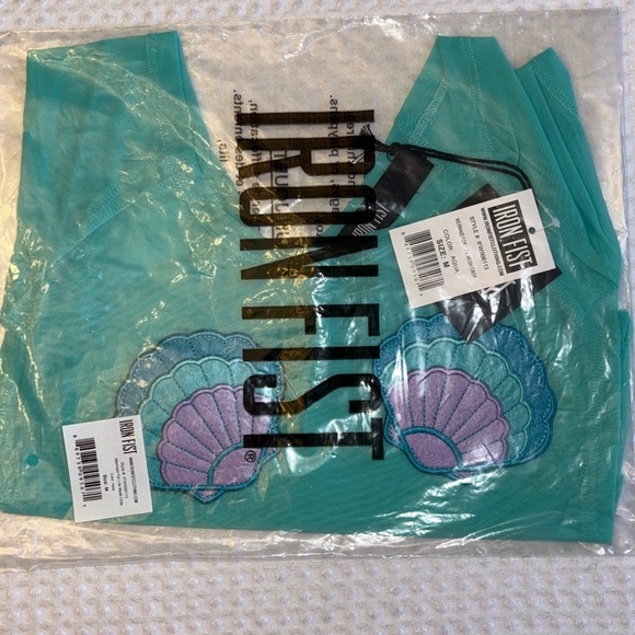 NEW! IRON FIST | MERMAID FOR LIFE | Mesh Crop Top Aqua Seashells Size MEDIUM - Picture 10 of 14